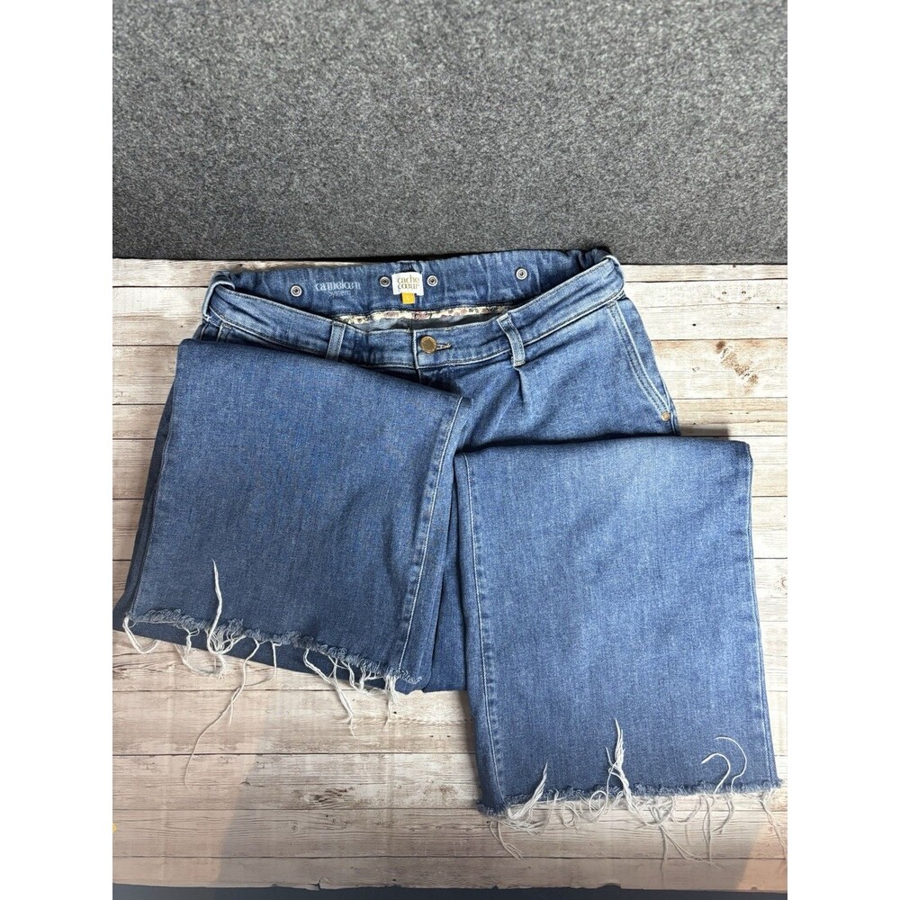 Cache Coeur Maternity Jeans Size L Blue Caméléon Adjustable Waist Raw Hem Cotton